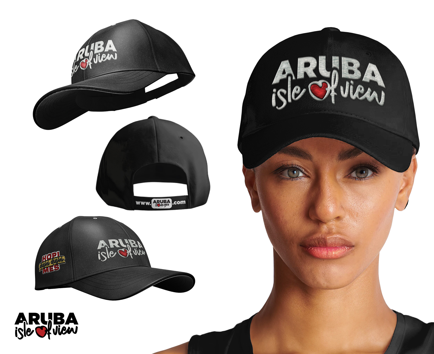 Mockup Baseball Cap Black Brand Logo Isle Of View