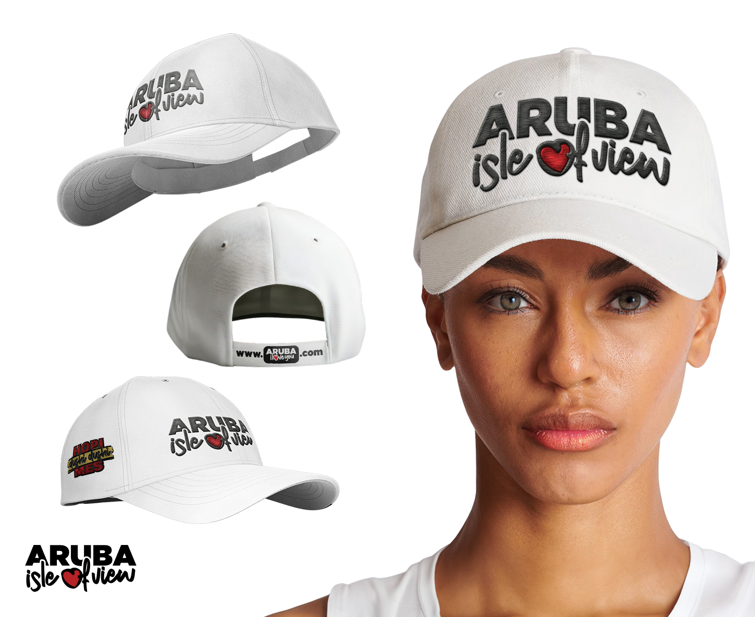 Mockup Baseball Cap White Brand Logo Isle Of View