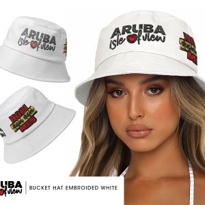 Mockup Bucket Hat White Brand Logo Isle Of View